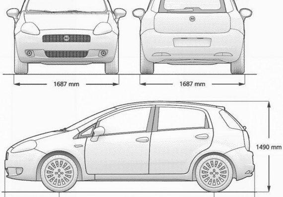 Fiat Punto (2007) (Фиат Пунто (2007)) - чертежи (рисунки) автомобиля